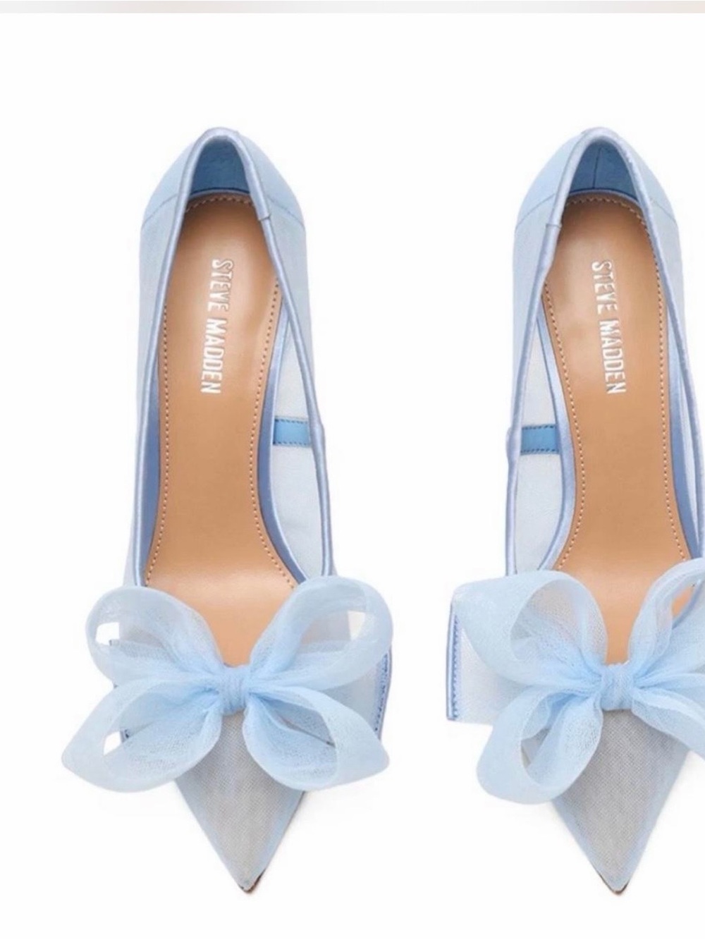Steve Madden Pale Blue Pointed-Toe Bow Pumps